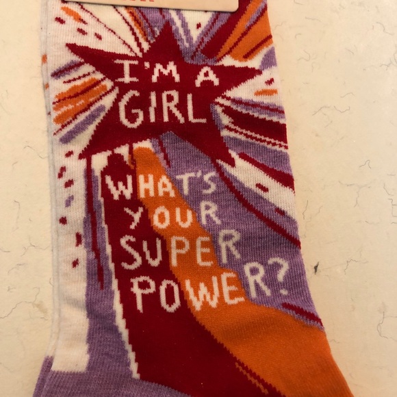 Blue Q “I’m a girl. What’s your superpower?” Socks NWT - Picture 2 of 6